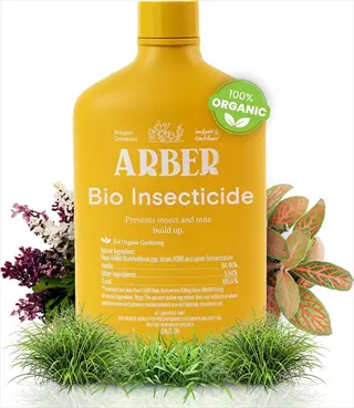 arber bio organic plant insecticide concentrate bottle for preventing garden insects and mites (100% organic formula with burkholderia spp.)