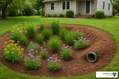 vegetable garden raised beds with young plants growing in a sunny backyard